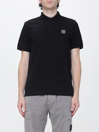Stone Island Polo slim fit in cotone con maniche corte e logo Compass applicato