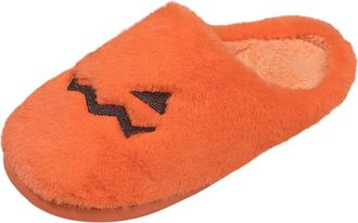 Generic Halloween Slippers Women Pumpkin - Pumpkin Slippers Men - Orange Classic Color Shoes Cute Warm Shoe Funny Spooky Lantern Slides Fuzzy House Slipper In