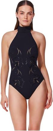 Gottex Hokkaido Mock Neck One Piece in Black at Nordstrom, Size 12