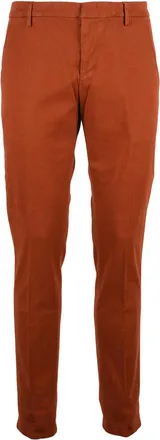 Dondup Red Gaubert Textured Cotton-Linen Blend Trousers