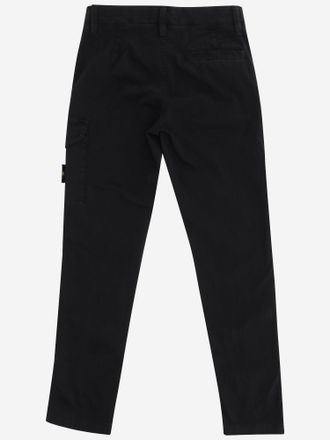 Stone Island Stretch Cotton Logo Trousers - Black