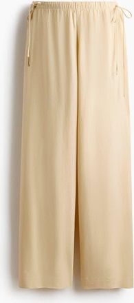 H&M Mama Linen-blend Drawstring Trousers in Light Yellow at Nordstrom, Size X-Small