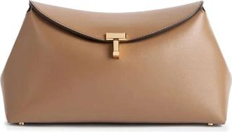 Toteme T-Lock Leren Clutch - Dames - Clutches - Bruin - ONE Size - Leer - Tassen