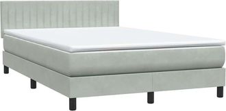 vidaXL Cama Box Spring Con Colch&oacute;n Terciopelo Gris Claro 160x210 Cm Vidaxl