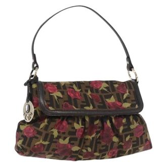Fendi Pre-owned Shoulder Bags, female, Multicolor, Size: ONE SIZE Pre-owned Vintage Zucca Canvas Shoulder Bag