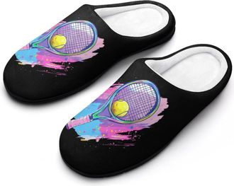 Generic Tie-dye Tennis Womens Slippers Warm House Slippers Indoor House Shoes with Anti-Skid Rubber Sole
