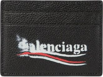 Balenciaga Smudged Logo-print Leather Cardholder