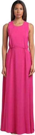 Federica Tosi Mouwloze Lange Jurk met Knoopdetail op de Rug - Dames - Maxi kleedjes - Roze - S - Kleedjes