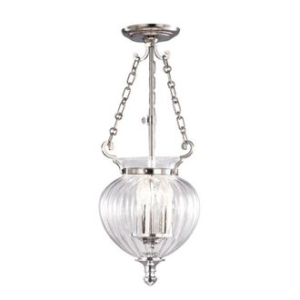 Netlighting Finsbury Park 3 Light Small Ceiling Lantern Pendant Polished Nickel E14 in Grey