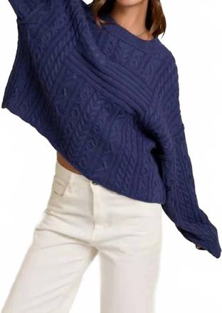 Le Lis Blanc Deux Pullover Sweater Top With Flag Detail On Front In Navy