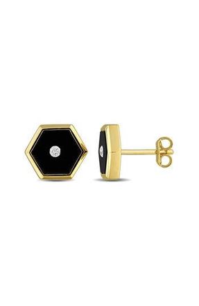 Delmar Onyx & Diamond Stud Earrings in Black at Nordstrom Rack