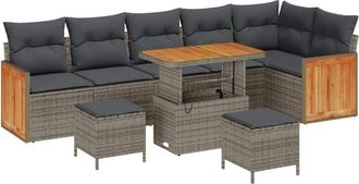 vidaXL Conjunto De Sof&aacute; De Jard&iacute;n 9 Pcs Gris, Gris Oscuro Vidaxl