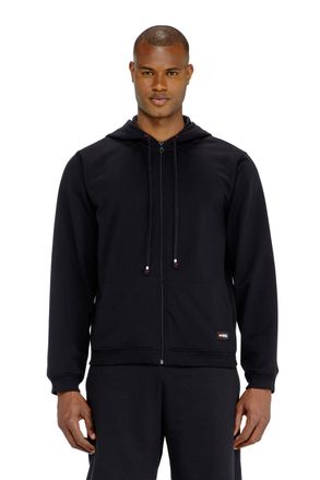 Diesel Hoodie in peached cotton blend - Tops - Man - Black