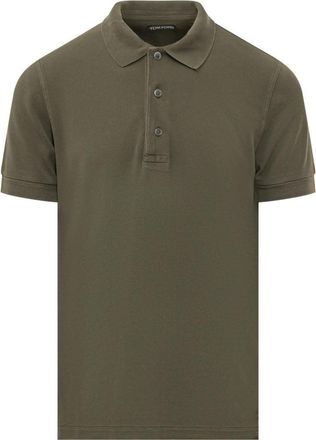 Tom Ford Green Solid Shirt Collar Polo