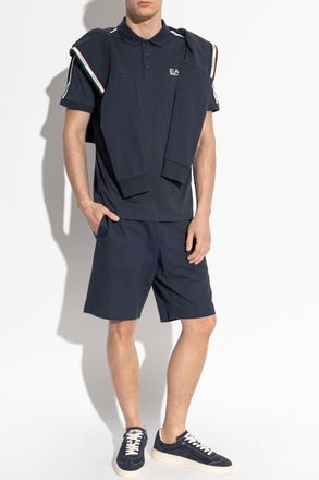 Emporio Armani Shorts With Printed Logo, Mens, Navy Blue