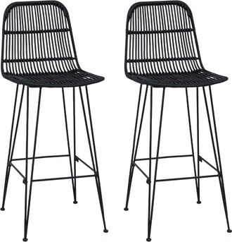 vidaXL Taburete De Bar 2 Uds. Negro 44 X 55 X 109 Cm Rat&aacute;n Y Acero Vidaxl