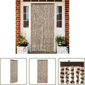 vidaXL vidaXL Zanzare - Tenda Antimosche Beige e Marrone 90x200 cm in Ciniglia