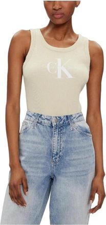 Calvin Klein Sleeveless Top - Dames - Tops zonder mouwen - Groen - XS - Katoen - Tops