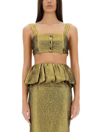 Self Portrait Metallic Jacquard Crop Top