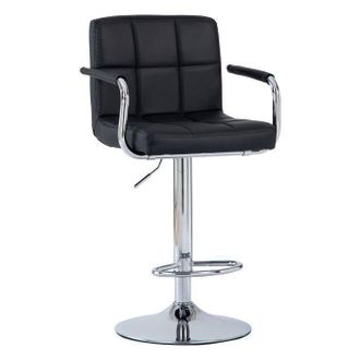 OEM Taburete De Bar - Sevencomfort - Asiento En Similcuero - Giratorio Ajustable En Altura, Pie De Metal - Soporta 150kg - Negro