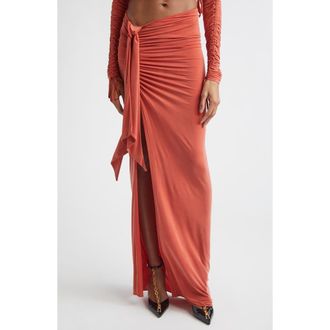 Balmain Side Drape Ruched Jersey Skirt in Dark Red at Nordstrom, Size X-Small