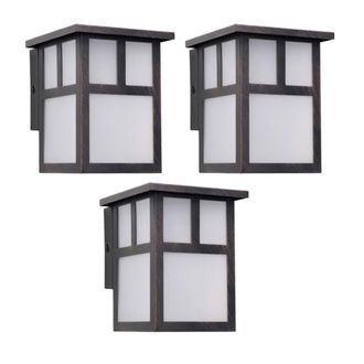 Forlight Aplique de Pared Estilo Japon&eacute;s E27 Marr&oacute;n &Oacute;xido (3uds) Osaka