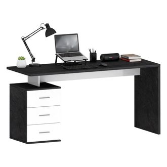 Dmora Escritorio Siro, Escritorio Lineal, Escritorio De Oficina Multiusos, Escritorio Multiposici&oacute;n Que Ahorra Espacio, 160x60h75 Cm, Blanco Y Antracita, Co