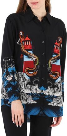 Burberry Ladies Mermaid Printed Silk Shirt, Brand Size 4 (US Size 2)