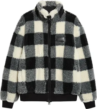 Givenchy Buffalo Check Fleece Zip Jacket in Black/white at Nordstrom, Size X-Large