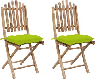 vidaXL Sillas Plegables De Bamb&uacute; (2 Unidades) Con Cojines. Vidaxl