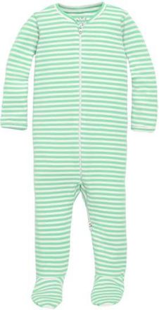 primary Baby Organic Zip Footie In Stripe in Clover Ivory Mini Stripe at Nordstrom, Size Newborn