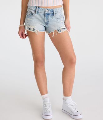 A&eacute;ropostale Vintage Low-Rise Denim Shorty Shorts