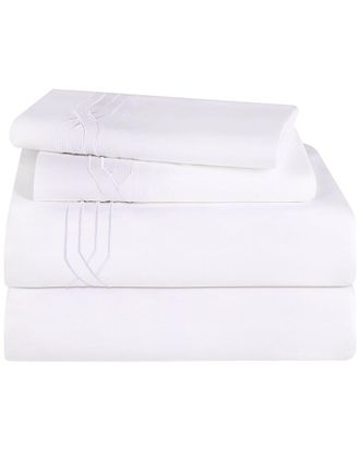 Superior 1200Tc Egyptian Cotton Embroidered Geometric Scroll Bed Sheet Set