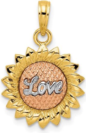 Diamond2Deal 14K Tri-Color Gold Sunflower LOVE Pendant
