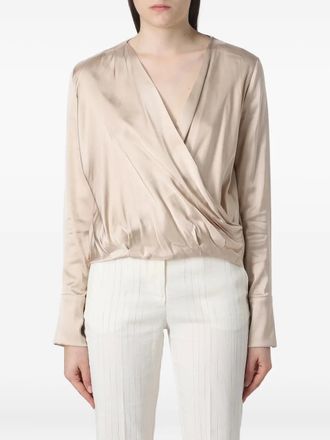 Kaos Top met gewikkeld effect - Beige