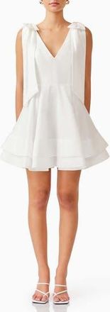Elliatt Kalani Bow Shoulder Fit & Flare Minidress in Ivory at Nordstrom Rack, Size X-Small