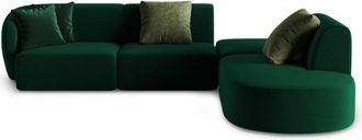 BLOOMINGLOFT 5-Sitzer Design-Ecksofa Chiara Samt ohne Rückenlehne - Rechts
