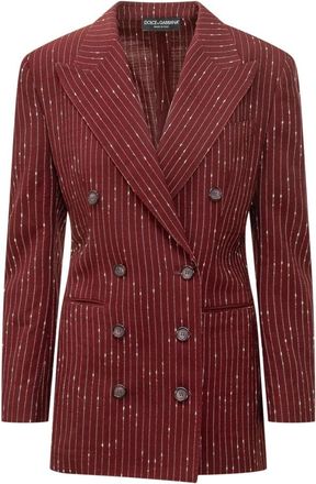 Dolce & Gabbana Giacca Doppiopetto Taormina Gessata - Dames - Blazers - Rood - S - Wol - Jassen