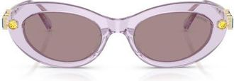 Swarovski 53mm Oval Sunglasses in Transparent Lilac /Violet at Nordstrom