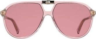 Longchamp Roseau 58mm Aviator Sunglasses in Transparent Pink at Nordstrom