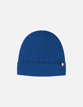 HUGO BOSS Mens Boss Black Magico_r_beanie Hat Bright Blue - Size: 1 size
