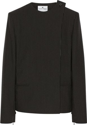 Courr&egrave;ges Neutrals Buckle Pinstripes Shoulder Blazer