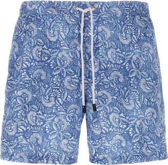 Barba Badmode, Heren, Blauw, M, Polyester, Paisley Floral Zwempak