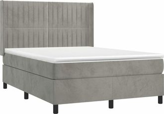 vidaXL Cama Box Spring Colch&oacute;n Y Led Terciopelo Gris Claro 140x200 Cm Vidaxl