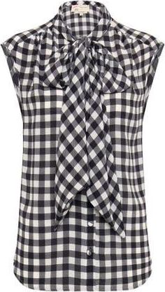 Maison Common Printed Silk Tie Neck Top in Black/white at Nordstrom, Size 38