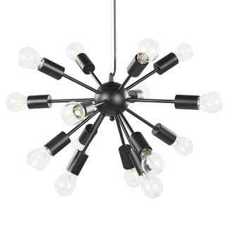 Beliani L&aacute;mpara De Techo De Metal Negro 115 Cm 15 Luces Bombillas Iluminaci&oacute;n Ambiente Moderno Balagas