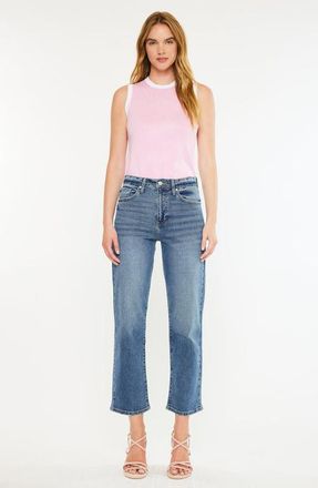Kancan Jordana Essentials High Rise True Straight Jeans in Dark Wash at Nordstrom, Size 24