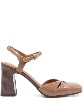 Chie Mihara 85mm Oidina pumps - women - Calf Leather/Calf Leather/Patent Calf Leather - 37 1/2 - Brown