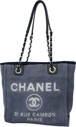 Chanel Navy Canvas Tote Bag (Pre-Owned)