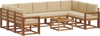 vidaXL Conjunto De Sof&aacute;s De Exterior 10 Uds. Natural Y Beige Vidaxl